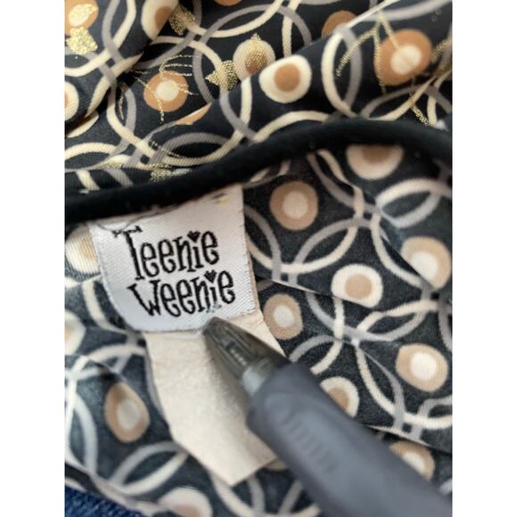 VTG Y2K Babydoll Blouse Medium Gold Abstract Whimsygoth Flutter Sleeve 90s - Picture 6 of 6